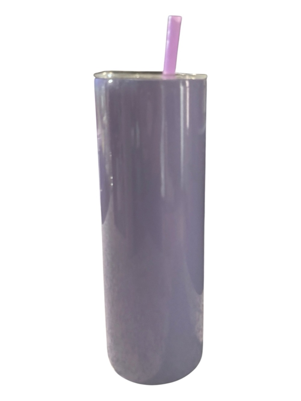 Slim Lavender Glitter Drink Tumbler with Matching Straw